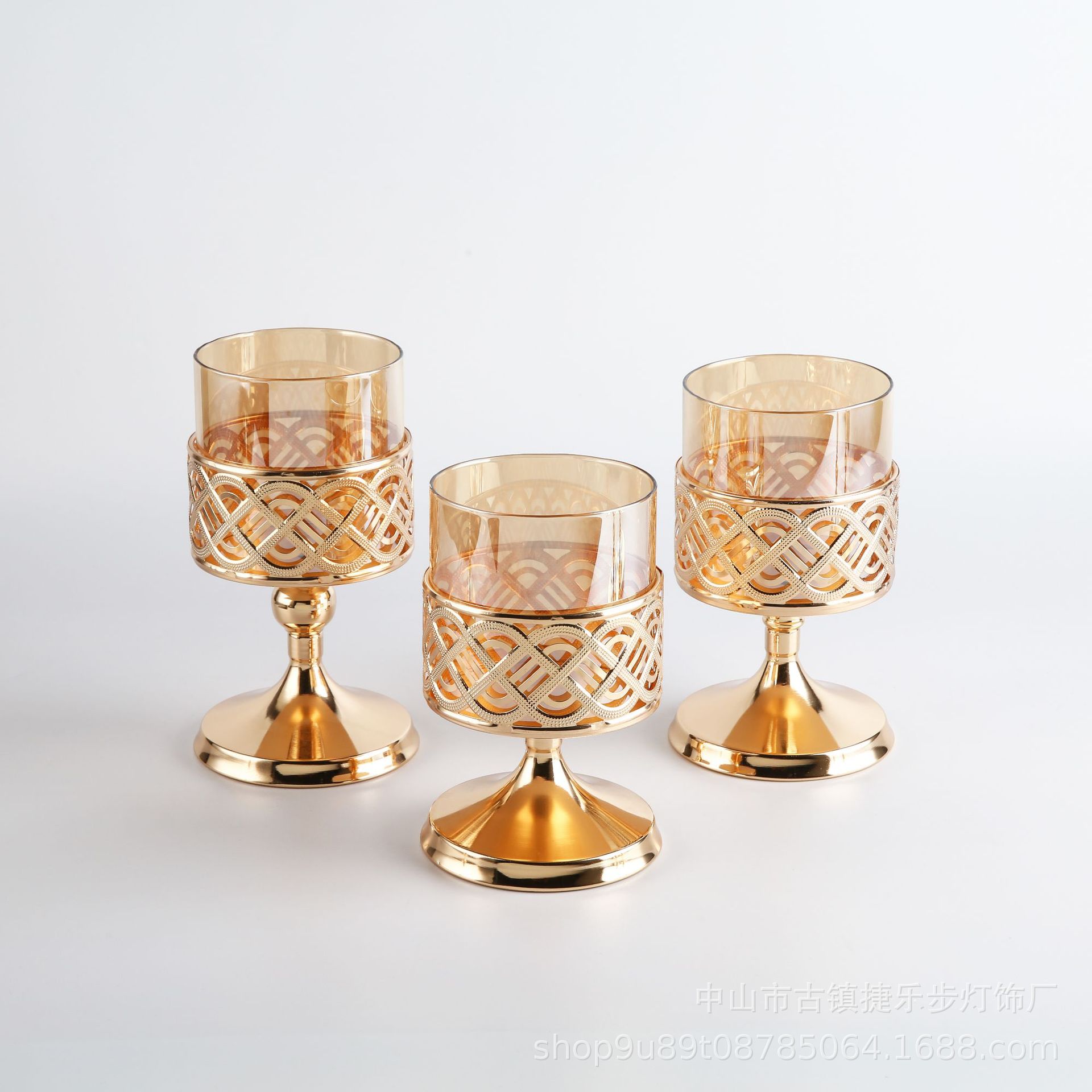 European Style Ornaments Glass Dining Table Western Romantic Candlelight Dinner Three-Piece Set Candleholder