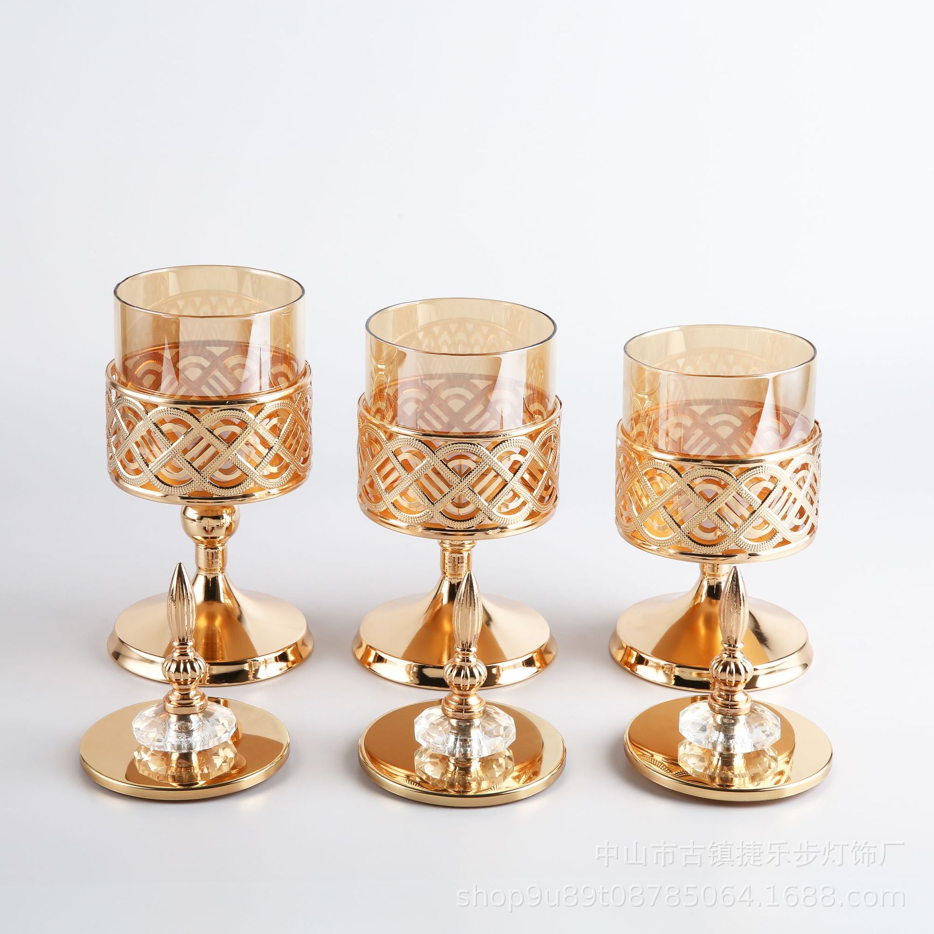 European Style Ornaments Glass Dining Table Western Romantic Candlelight Dinner Three-Piece Set Candleholder