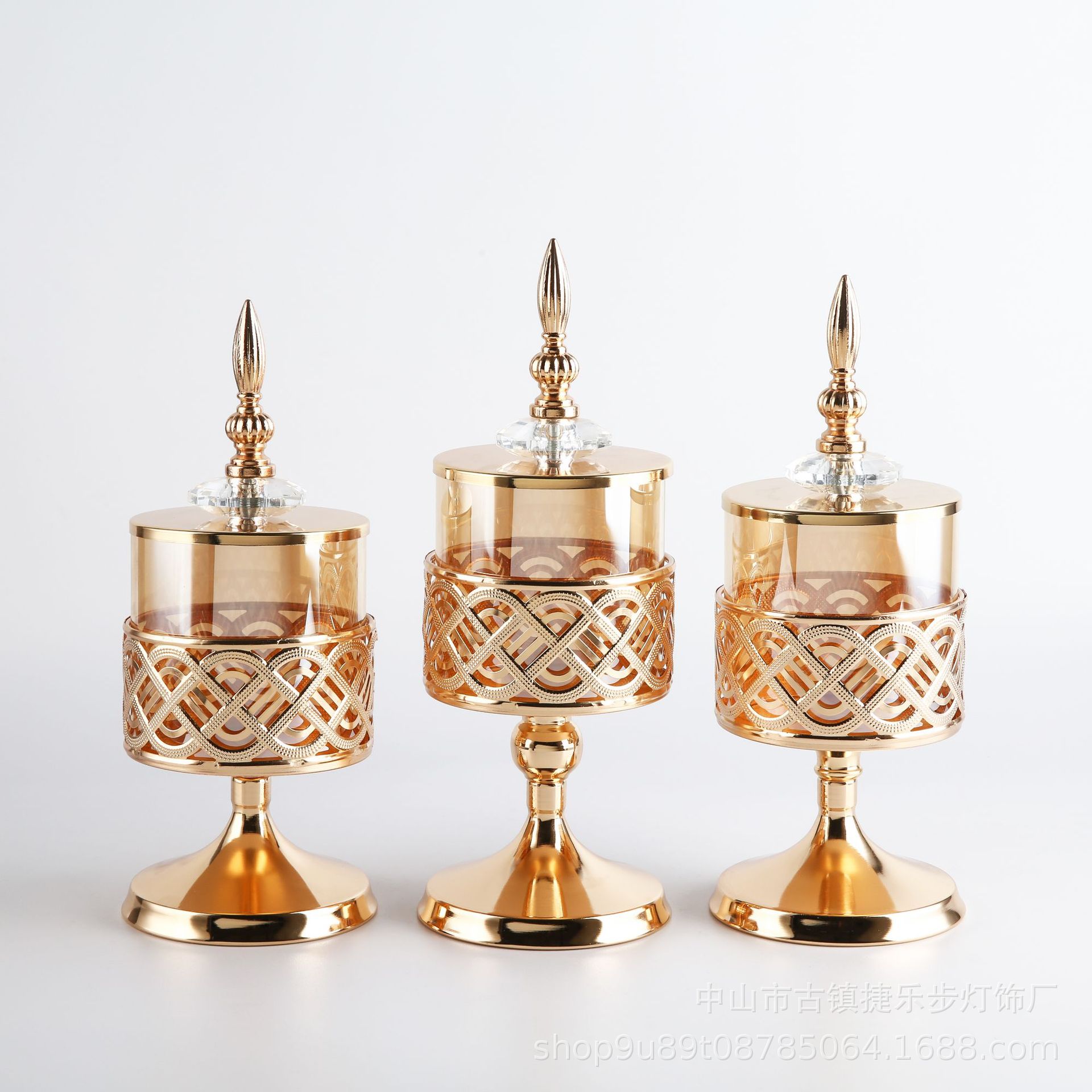 European Style Ornaments Glass Dining Table Western Romantic Candlelight Dinner Three-Piece Set Candleholder