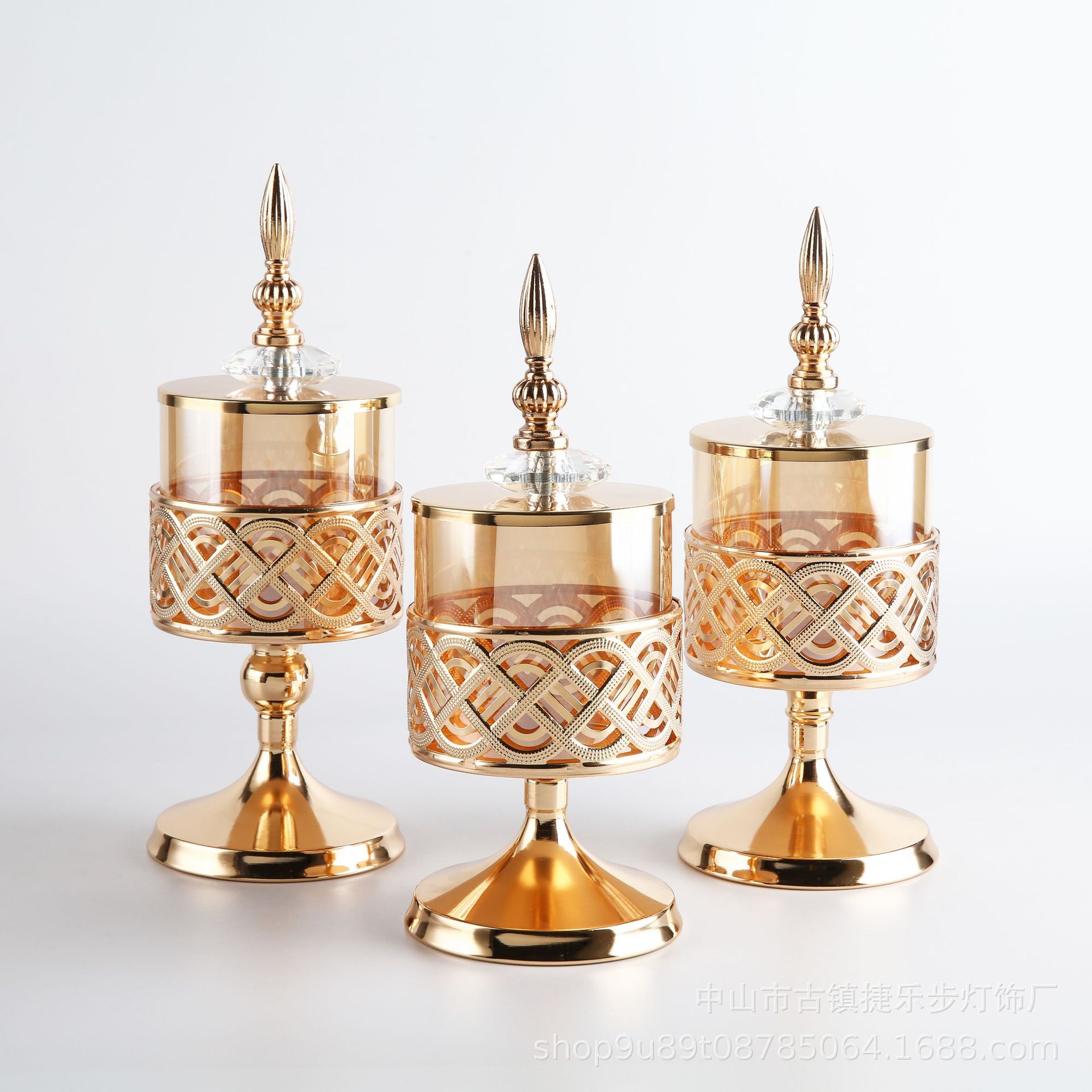 European Style Ornaments Glass Dining Table Western Romantic Candlelight Dinner Three-Piece Set Candleholder
