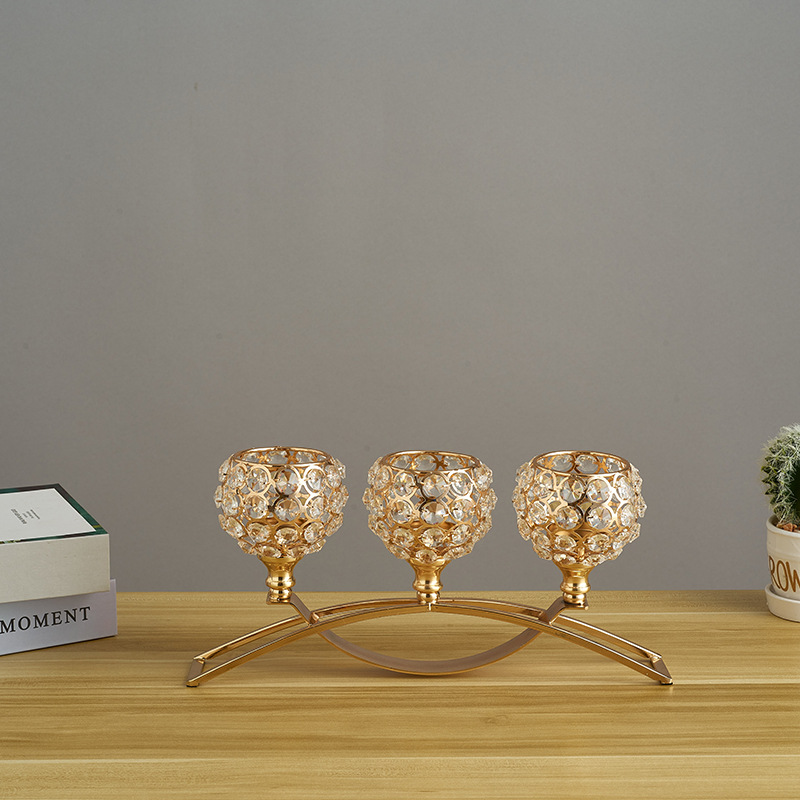 Hot Nordic Crystal Candlestick Amazon Geometric Wrought Iron Candlestick Decoration Candleholder