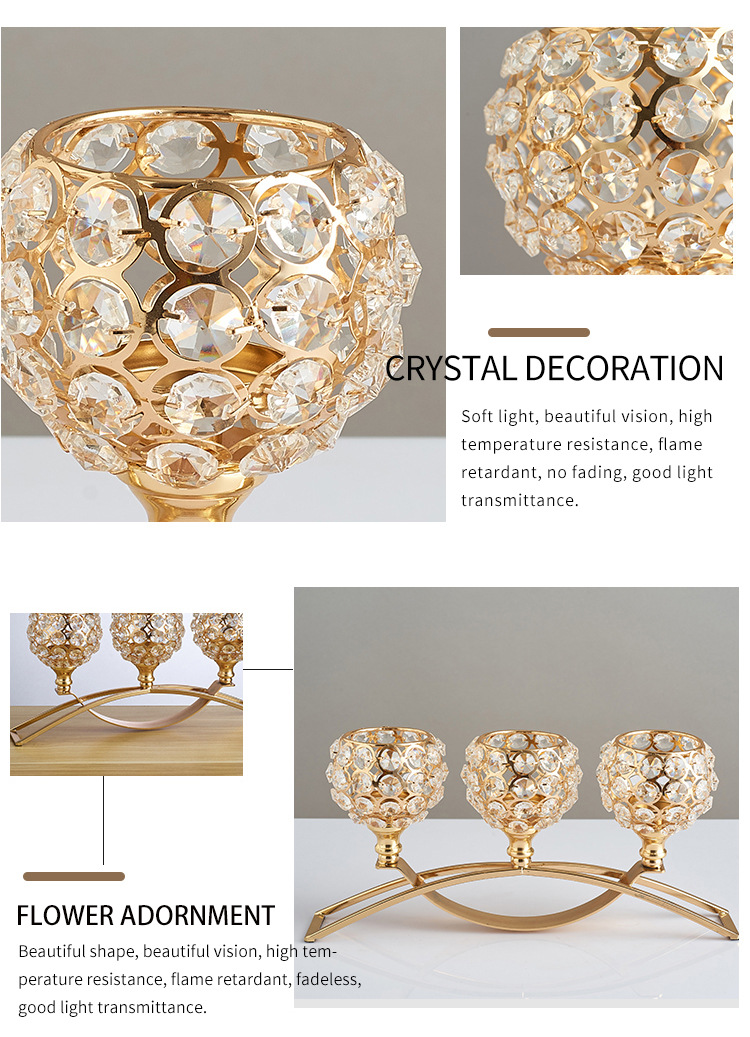 Hot Nordic Crystal Candlestick Amazon Geometric Wrought Iron Candlestick Decoration Candleholder