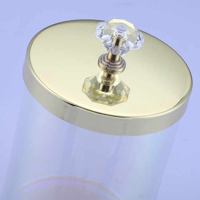 Candleholder  Transparent Glass Atmosphere Aromatherapy Cup Metal Cover Candle Cup Colorful Design Candle Holder