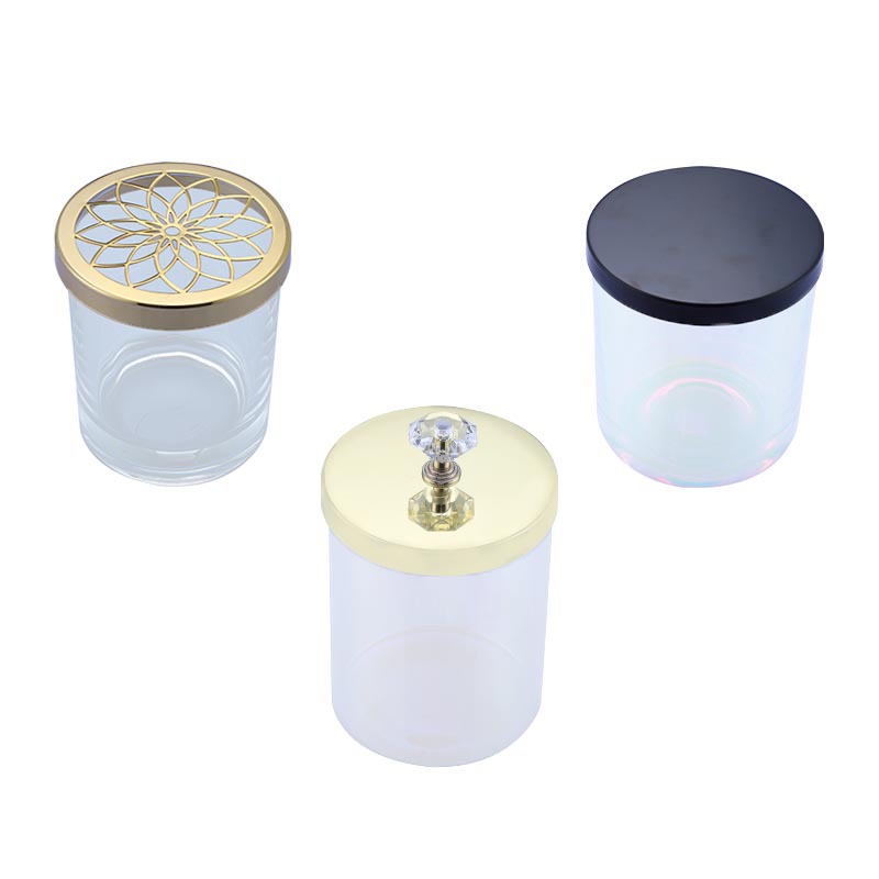 Candleholder  Transparent Glass Atmosphere Aromatherapy Cup Metal Cover Candle Cup Colorful Design Candle Holder