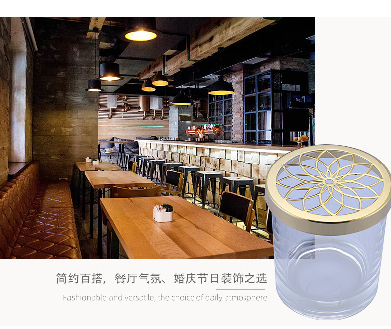 Candleholder  Transparent Glass Atmosphere Aromatherapy Cup Metal Cover Candle Cup Colorful Design Candle Holder