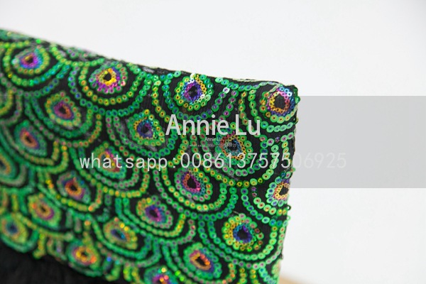 Colorful Sequin Embroidery Feather Chair Cap Chair Cover Wedding Bamboo Chair Decoration Hotel Sequin Tablecloth Chair Cover Decoration