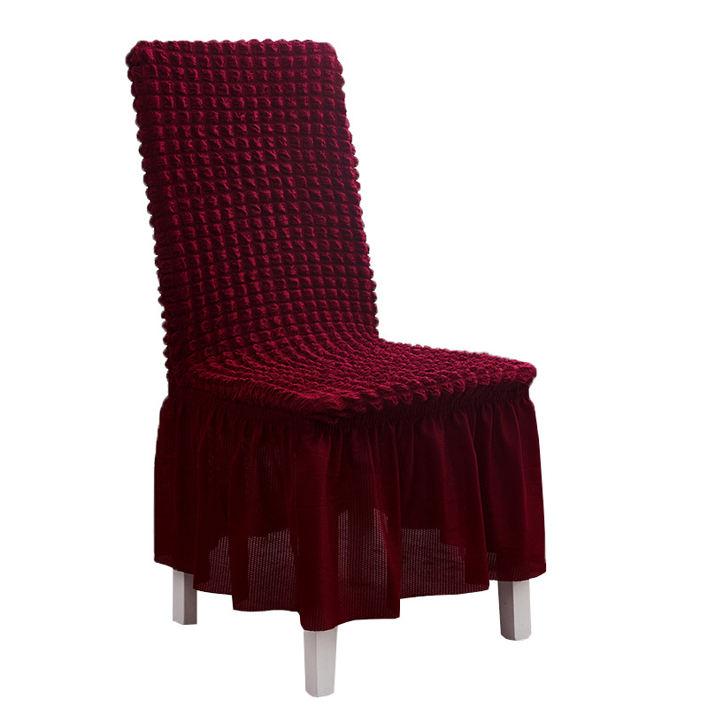 Puffy Skirt Household Elastic Universal One-Piece Dining Table Seat Cover Chair Cover Cover Fabric European Thick Checks Chair Cover