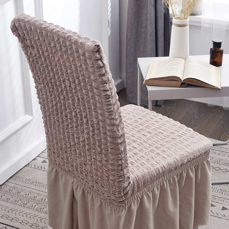 Puffy Skirt Household Elastic Universal One-Piece Dining Table Seat Cover Chair Cover Cover Fabric European Thick Checks Chair Cover