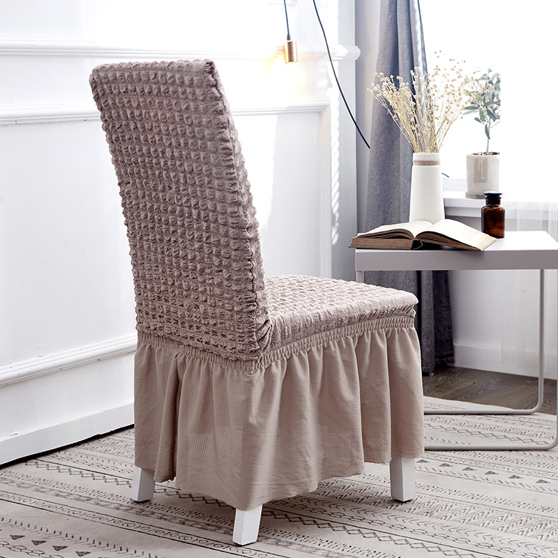 Puffy Skirt Household Elastic Universal One-Piece Dining Table Seat Cover Chair Cover Cover Fabric European Thick Checks Chair Cover