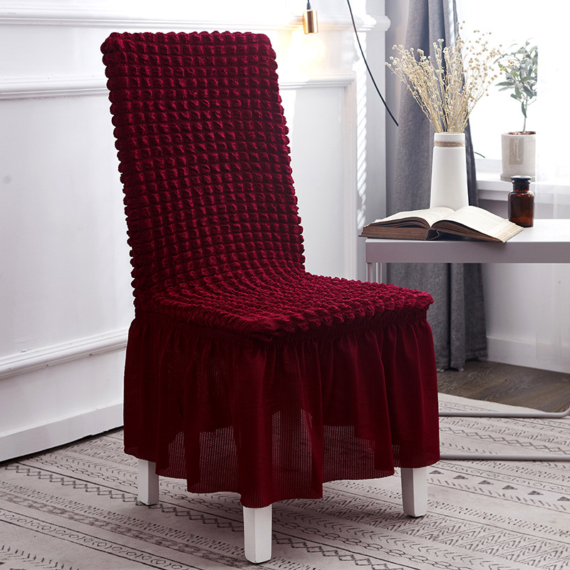 Puffy Skirt Household Elastic Universal One-Piece Dining Table Seat Cover Chair Cover Cover Fabric European Thick Checks Chair Cover