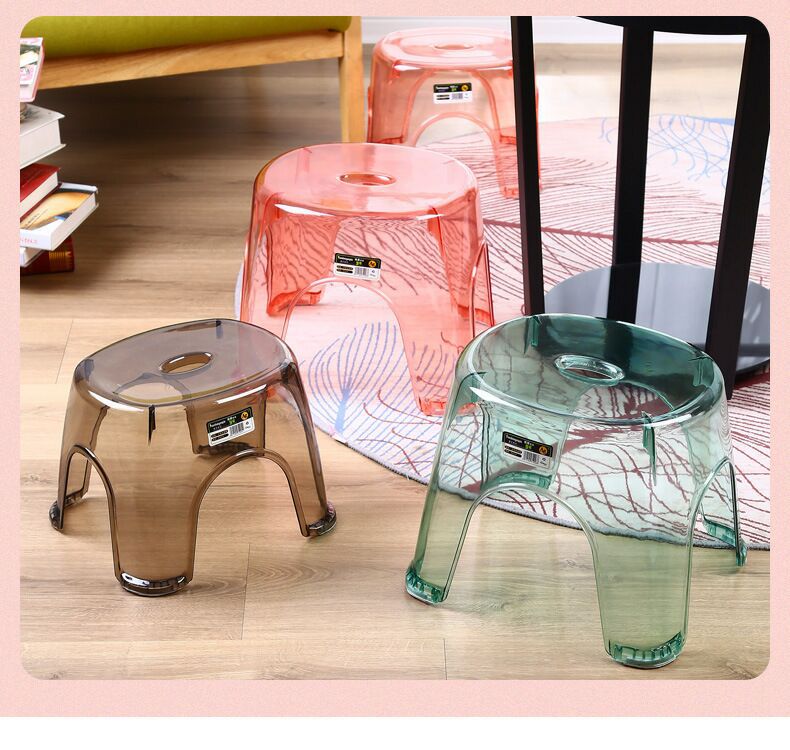 Wholesale Bathroom Stool Guest Resin Hall Plastic Shoe Changing Stool Children Crystal Transparent Ingot Stool Baby Low Stool Chair