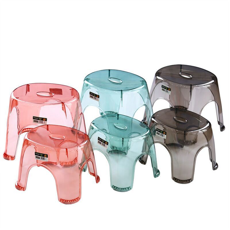 Wholesale Bathroom Stool Guest Resin Hall Plastic Shoe Changing Stool Children Crystal Transparent Ingot Stool Baby Low Stool Chair