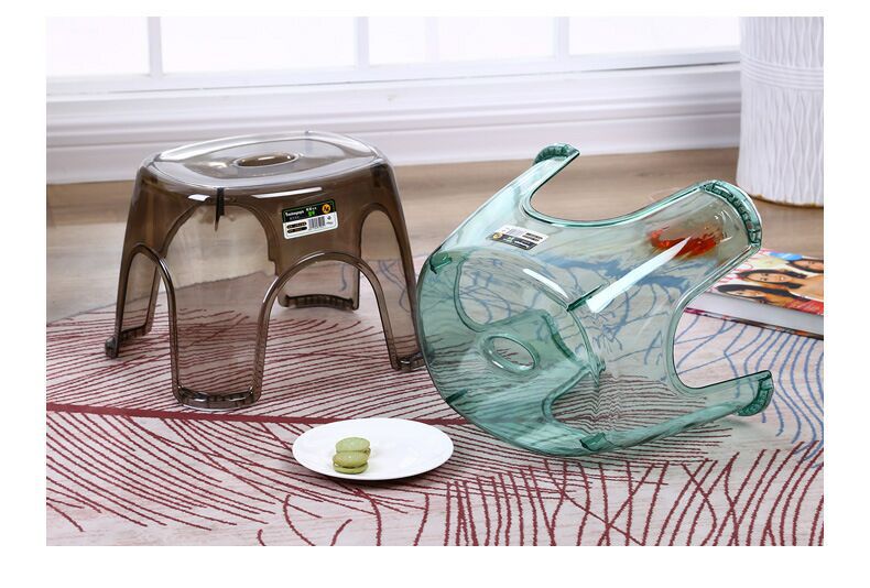 Wholesale Bathroom Stool Guest Resin Hall Plastic Shoe Changing Stool Children Crystal Transparent Ingot Stool Baby Low Stool Chair