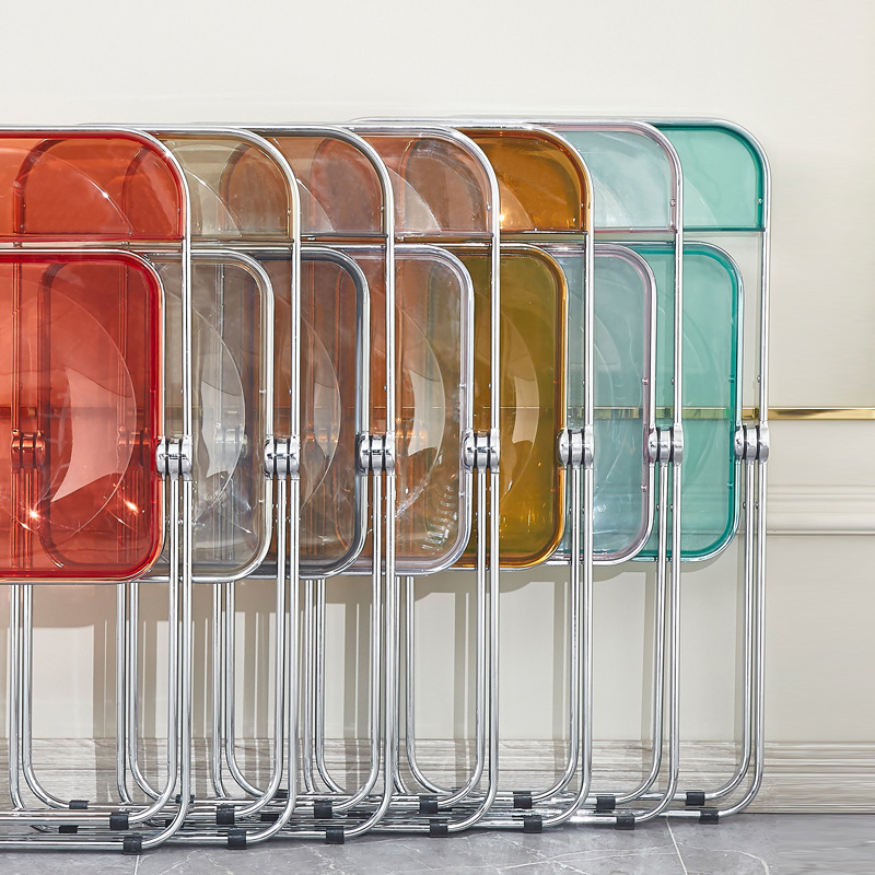 Transparent Folding Chair Clothing Store Photography Nordic Ins Acrylic Plastic Crystal Chair Dining Chair Internet Celebrity Makeup Stool