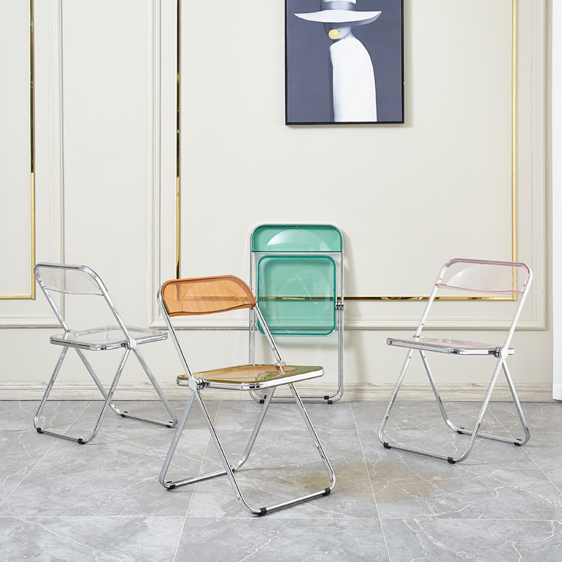 Transparent Folding Chair Clothing Store Photography Nordic Ins Acrylic Plastic Crystal Chair Dining Chair Internet Celebrity Makeup Stool