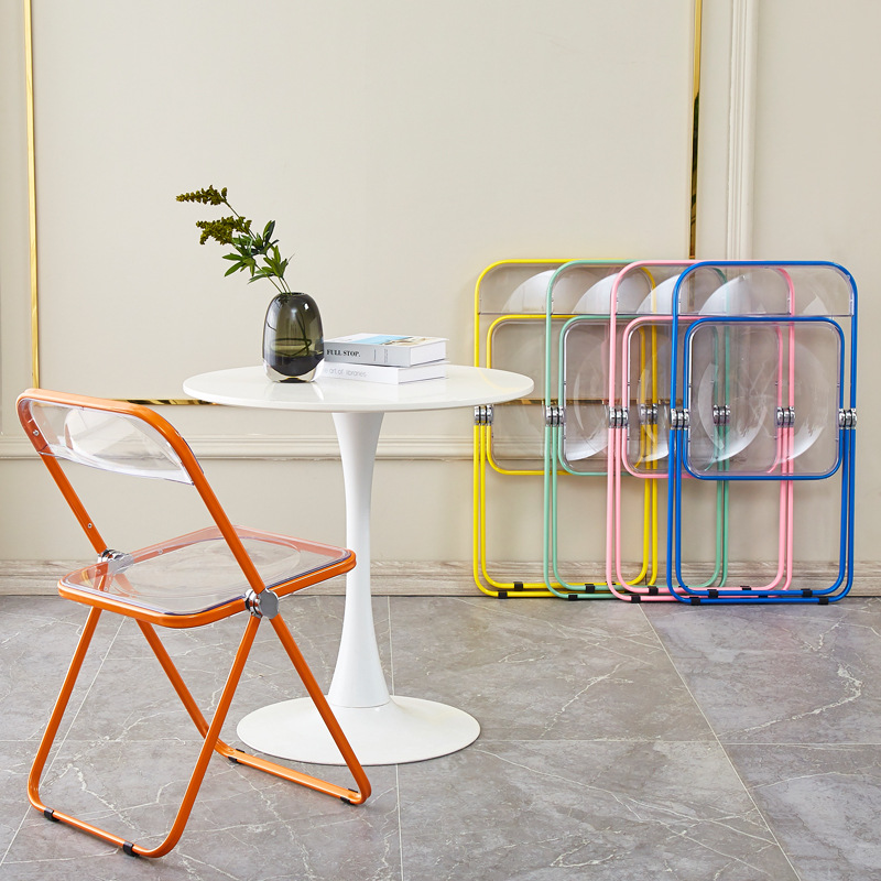 Transparent Folding Chair Clothing Store Photography Nordic Ins Acrylic Plastic Crystal Chair Dining Chair Internet Celebrity Makeup Stool