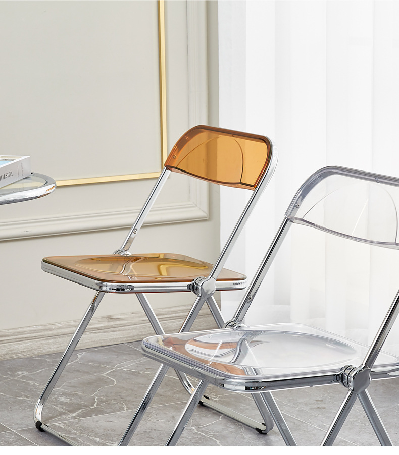Transparent Folding Chair Clothing Store Photography Nordic Ins Acrylic Plastic Crystal Chair Dining Chair Internet Celebrity Makeup Stool