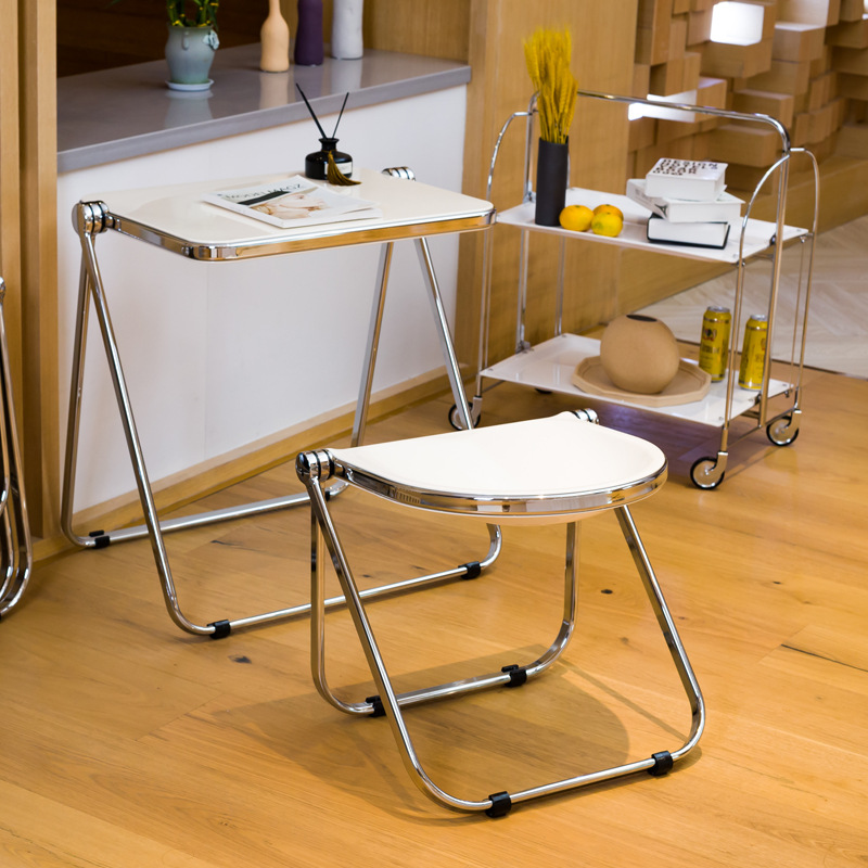 Simple Dining Chair Household Transparent Mid-Ancient Furniture Folding Stool Ins Chair Acrylic Stool Plastic Crystal Chair