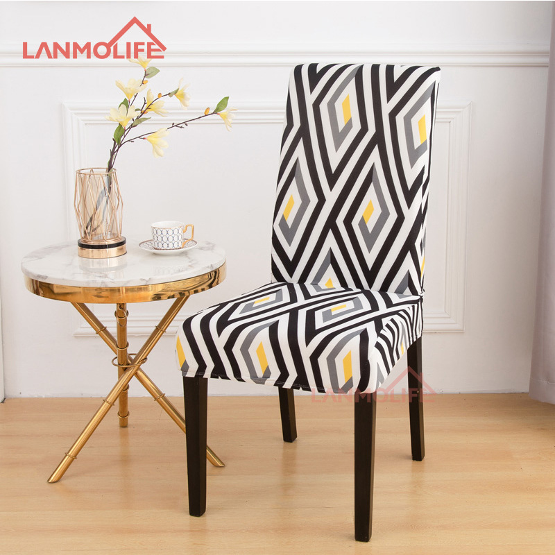 Factory Wholesale Thickened Elastic Chair Cover Hotel Household Euclidean Geometry Printed One-Piece Chair Cover