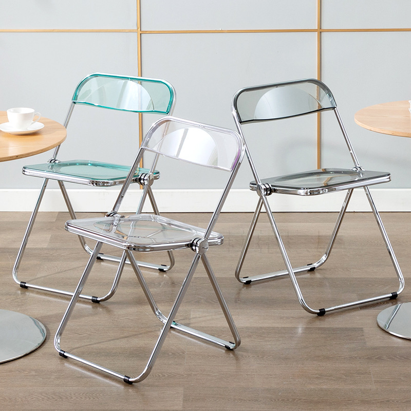 Transparent Folding Chair Dining Chair Ins Internet Celebrity Acrylic Plastic Crystal Chair Designer Chair Photo Negotiation Chair