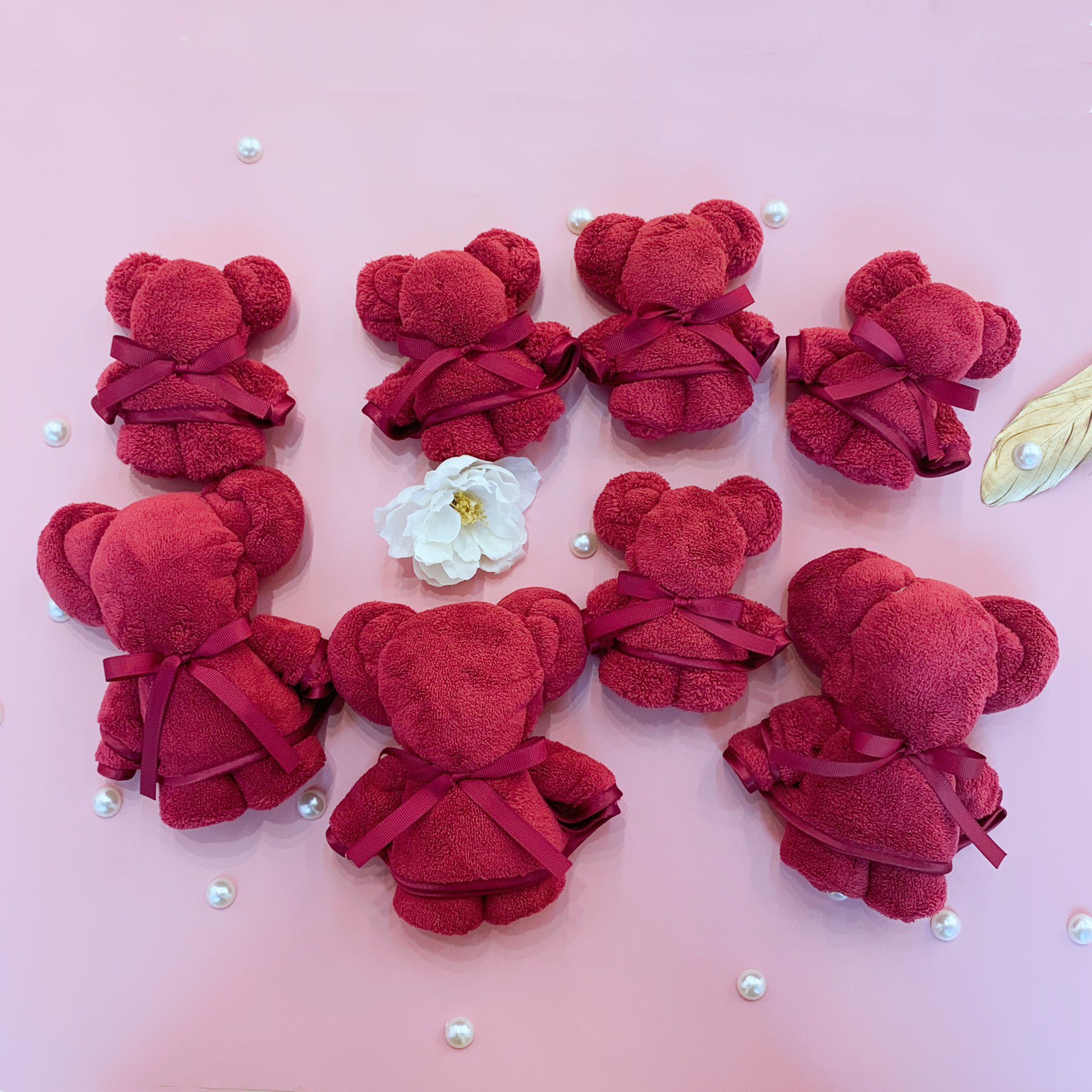 Christmas Bear Towel Snowflake Bell Decoration Festive Towel New Year Wedding Red Veil Gift Coral Velvet Towel