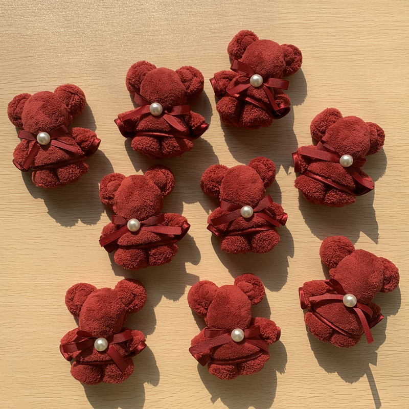 Christmas Bear Towel Snowflake Bell Decoration Festive Towel New Year Wedding Red Veil Gift Coral Velvet Towel