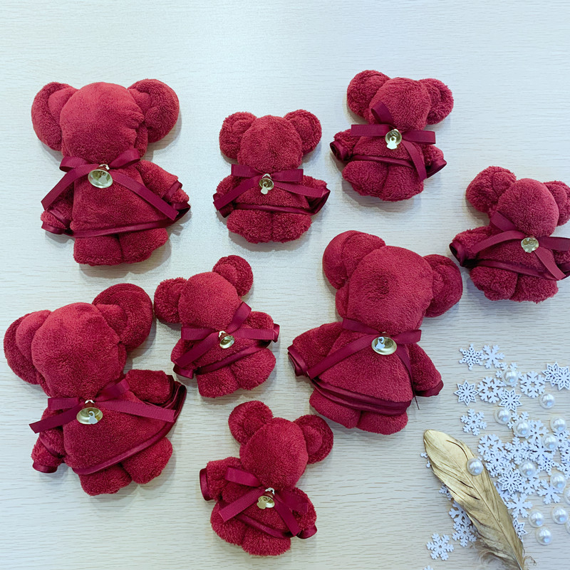 Christmas Bear Towel Snowflake Bell Decoration Festive Towel New Year Wedding Red Veil Gift Coral Velvet Towel