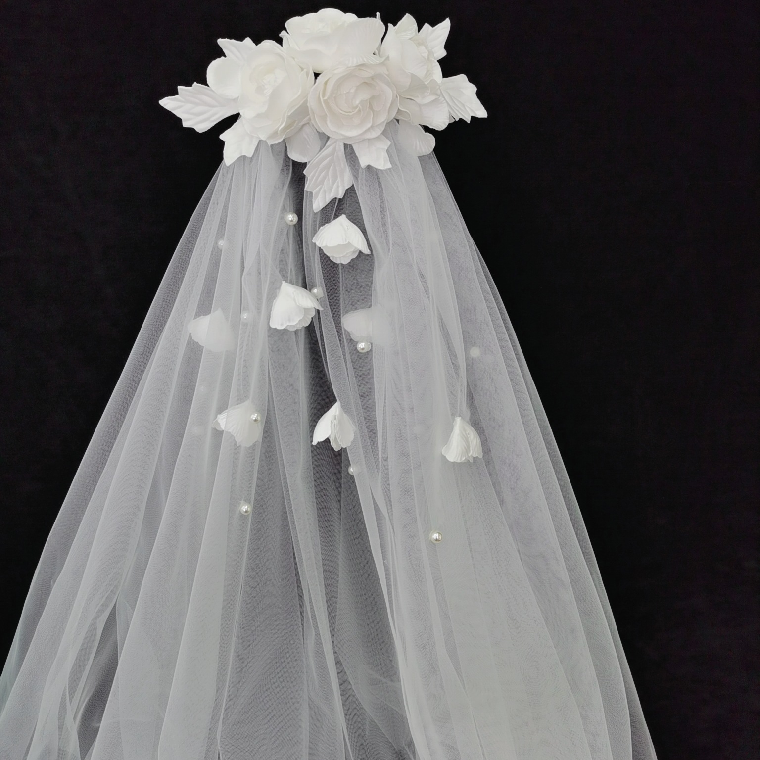 Wedding Veil  Bridal Veil Three-Dimensional Modeling Fairy Beautiful Three-Piece Wedding Accessories Wholesale