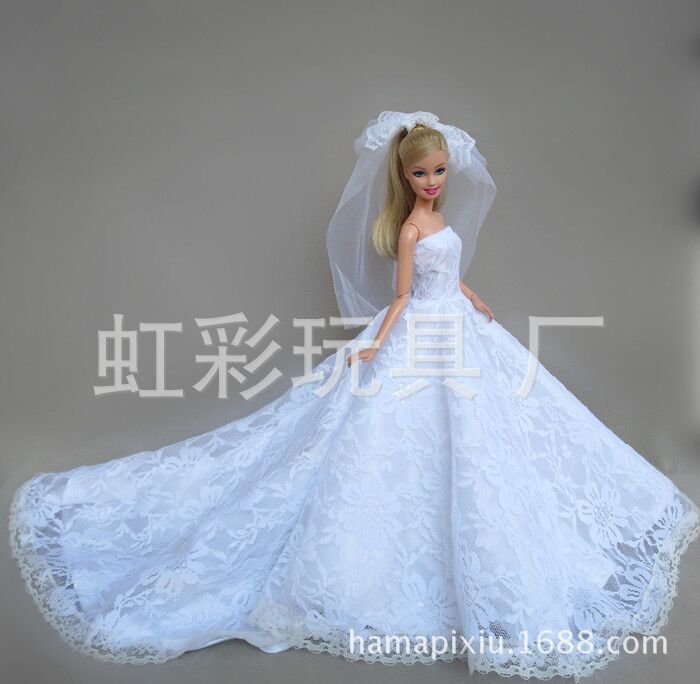White Trailing Wedding Dress with Veil Dress-up Doll 30cm Wedding Dress 2020 Generation E-Commerce Ping