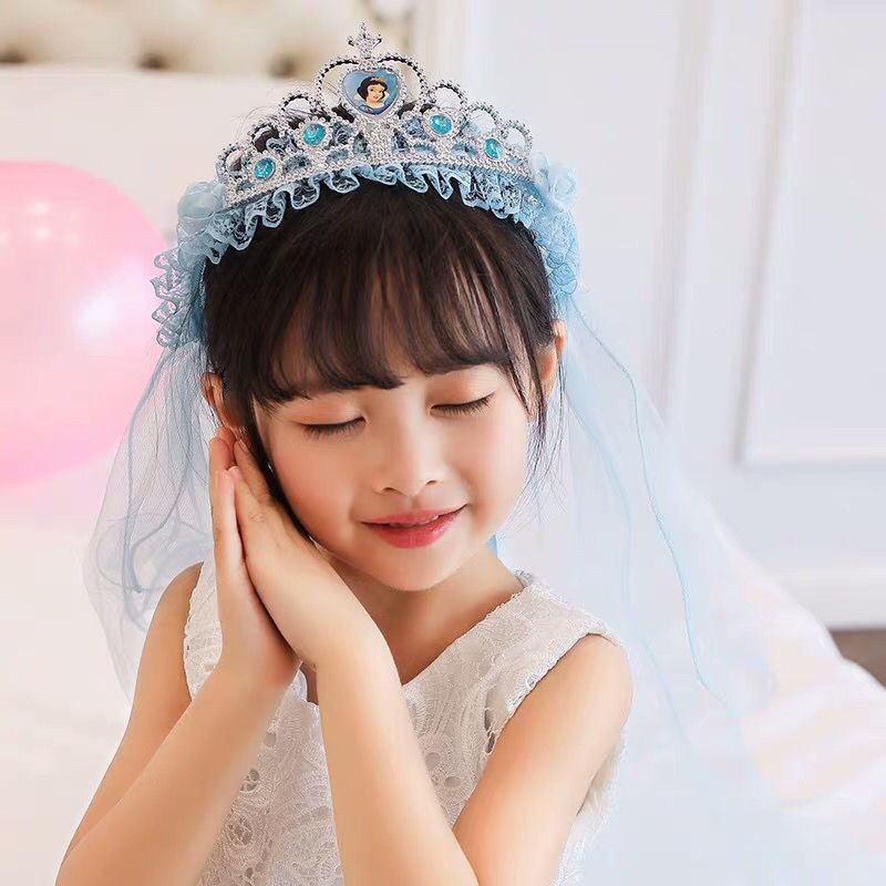 New Crown Veil Children&#039;s Travel Ornament Wedding Garland Lace Princess Headwear Garland Luminous Veil