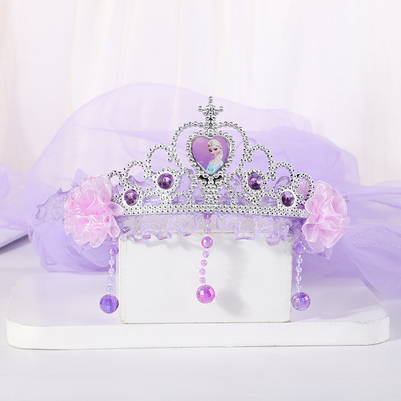 New Crown Veil Children's Travel Ornament Wedding Garland Lace Princess Headwear Garland Luminous Veil