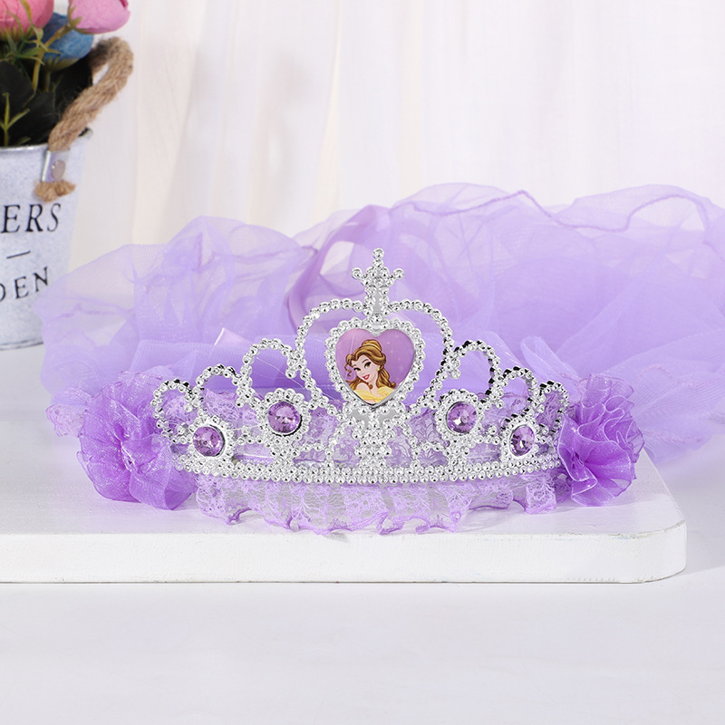 New Crown Veil Children's Travel Ornament Wedding Garland Lace Princess Headwear Garland Luminous Veil
