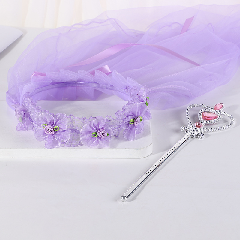 New Crown Veil Children's Travel Ornament Wedding Garland Lace Princess Headwear Garland Luminous Veil