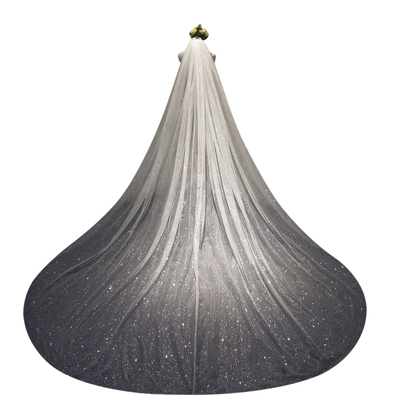 Tiktok Same Veil 2020 New Internet Celebrity Selfie Super Fairy Luxury Veil Bridal Wedding Trailing Shiny Veil