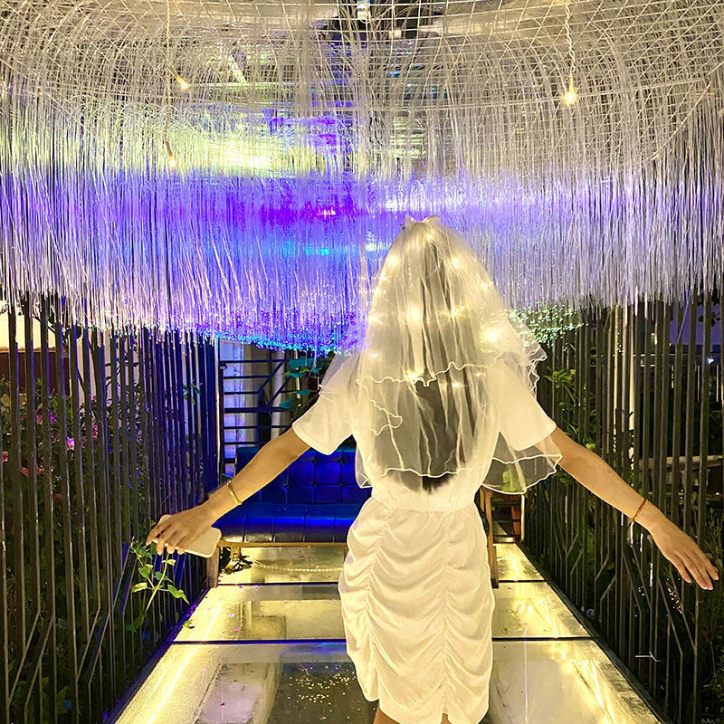Internet Celebrity Veil Light-Emitting Double-Layer Super Fairy New Bow Wedding Veil