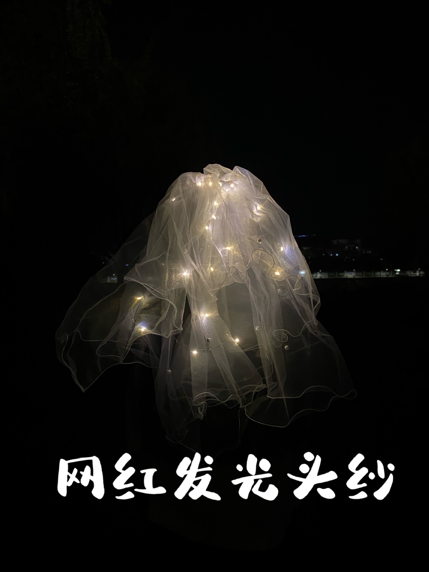 Luminous Veil Bridal Headdress Adult and Children Bow Short Lace Lamp Head Wedding Veil
