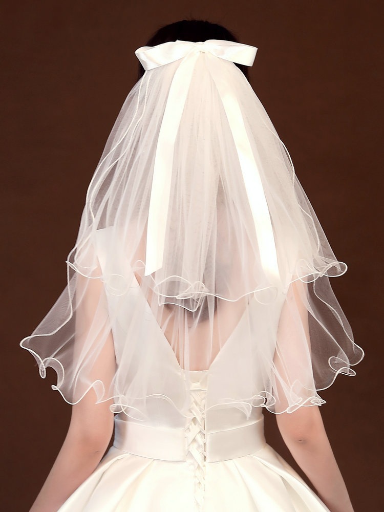Tik Tok Online Sensation Luminous Veil Double-Layer Colored Light Pearl Veil Wedding Veil