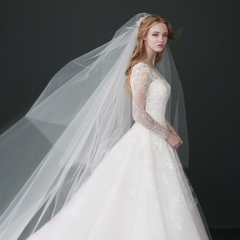 New Bridal Wedding Dress Veil 3 M Wide 3 M Long Hard Mesh Super Dishevelling Yarn Veil Foreign Wedding Veil