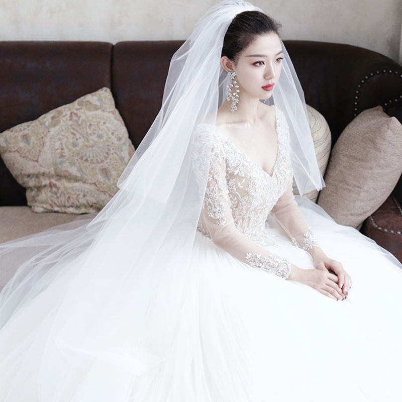 New Bridal Wedding Dress Veil 3 M Wide 3 M Long Hard Mesh Super Dishevelling Yarn Veil Foreign Wedding Veil