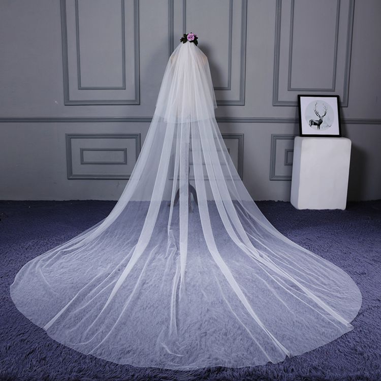 New Bridal Wedding Dress Veil 3 M Wide 3 M Long Hard Mesh Super Dishevelling Yarn Veil Foreign Wedding Veil