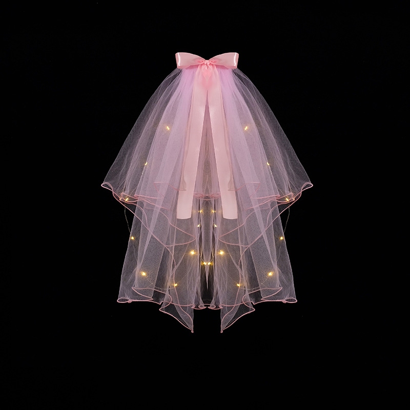 New Night Market Internet Celebrity Same Double-Layer Bow Color Lights Wedding Veil