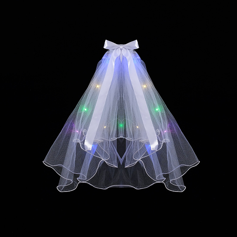 New Night Market Internet Celebrity Same Double-Layer Bow Color Lights Wedding Veil