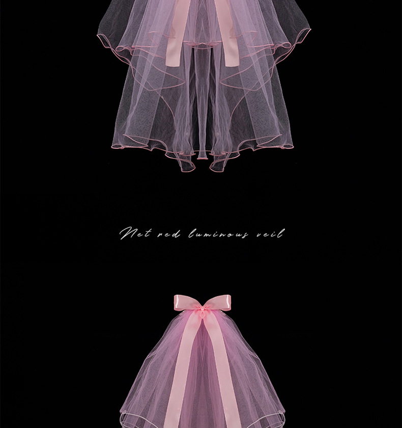 New Night Market Internet Celebrity Same Double-Layer Bow Color Lights Wedding Veil