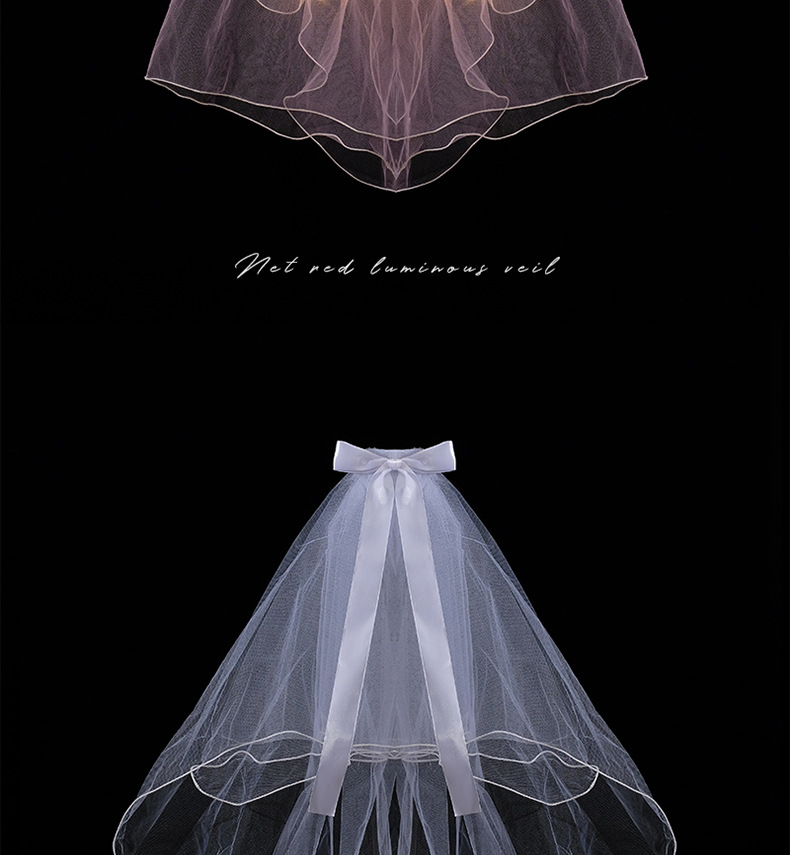 New Night Market Internet Celebrity Same Double-Layer Bow Color Lights Wedding Veil