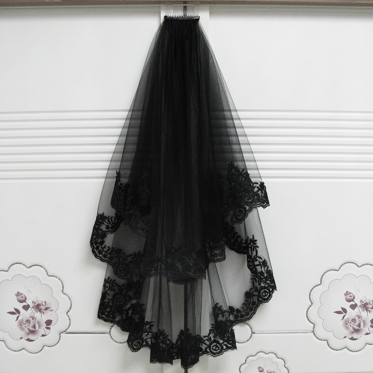 Black Veil Short Lace Headdress Spiritual Love Wedding Dress Witch Halloween Party Photo Veil Veil