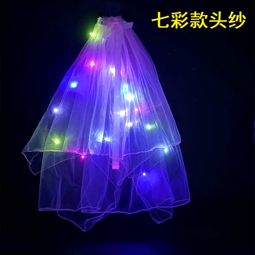 Luminous Internet Celebrity Veil Double-Layer Super Fairy New Bow Pearl Wedding Veil