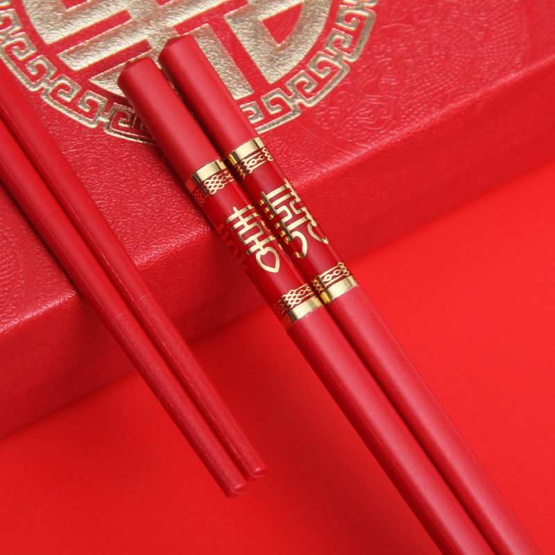 End Chopsticks Red Wedding Household Hotel Non-Mildew Non-Slip Alloy Chopsticks Can Be Disinfected Wedding Chopsticks