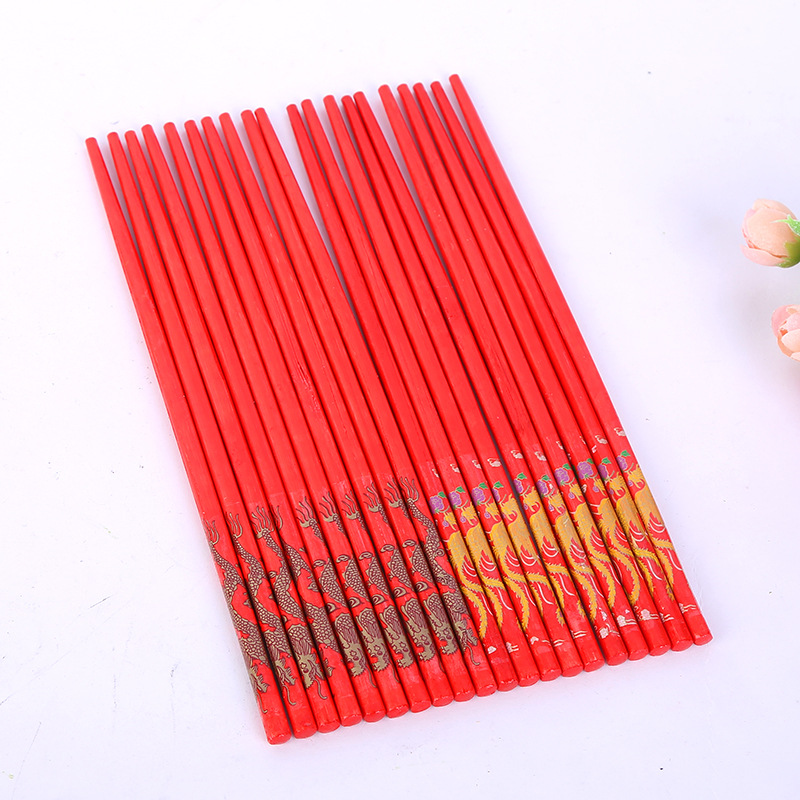 Factory Direct Sales Festive Chopsticks Wedding Celebration Dragon and Phoenix a Pair of Wedding Chopsticks
