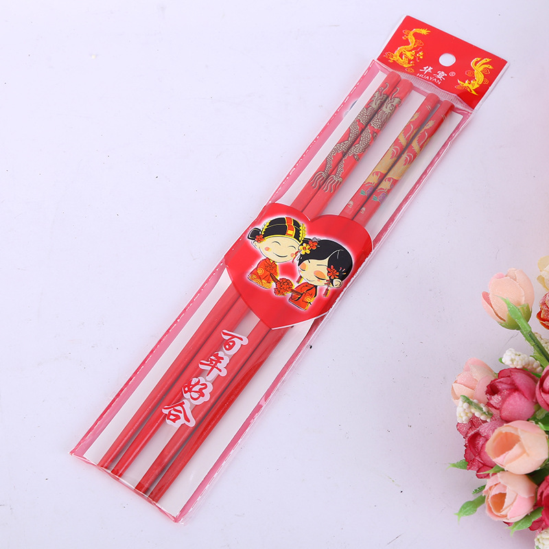 Factory Direct Sales Festive Chopsticks Wedding Celebration Dragon and Phoenix a Pair of Wedding Chopsticks