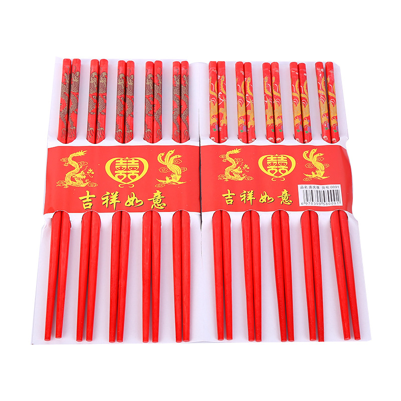 Factory Direct Sales Festive Chopsticks Wedding Celebration Dragon and Phoenix a Pair of Wedding Chopsticks